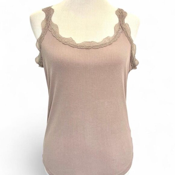 GapBody Modal Ribbed Camisole Tank Nude Mauve L Soft Feminine Top - Picture 2 of 6